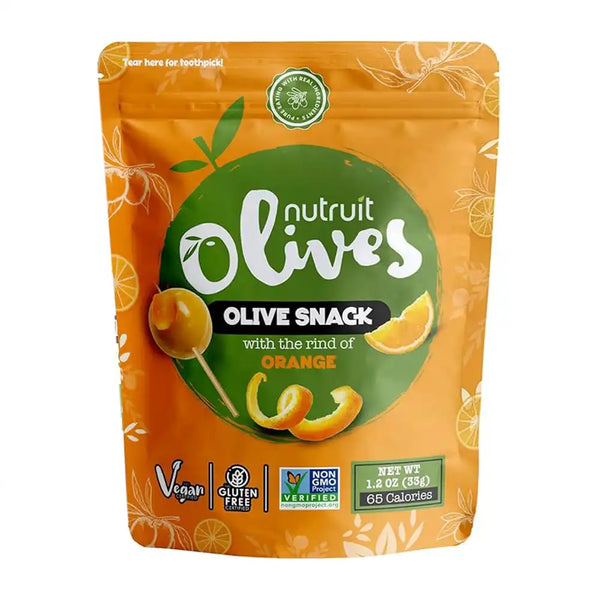 Nutruit "Olipop" Olive Snacks with the rind  of orange