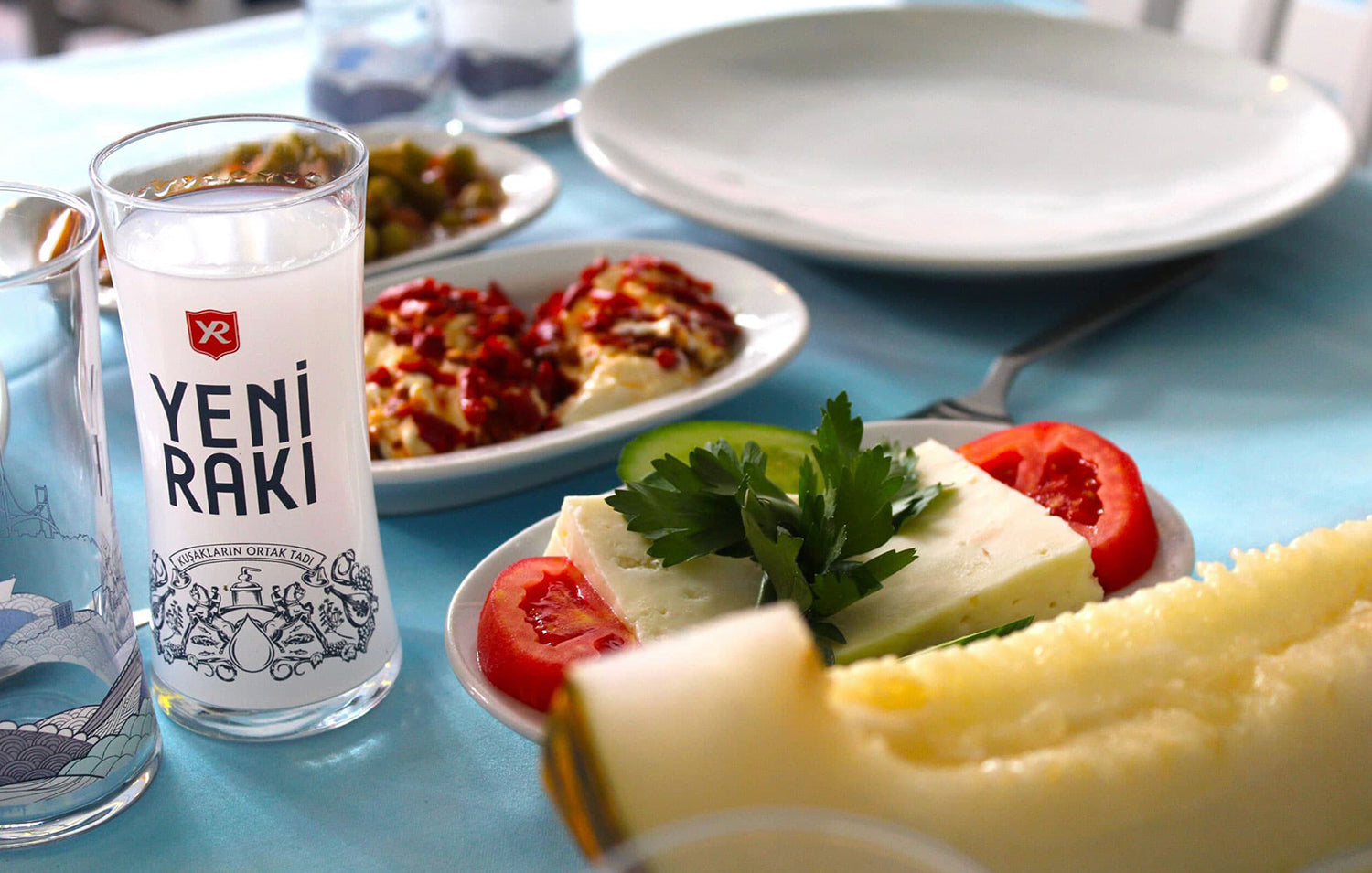 Yeni Raki is a sweetened, often anise-flavoured, alcoholic drink that is  popular in Albania, Turkic countries, Turkey and in the Balkan countries as  an ap��ritif. Istanbul/ Turkey - April 2019 – Stock