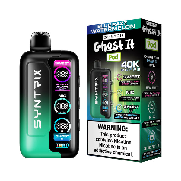 SYNTRIX Ghost It Disposable Vape | 40K Puffs blue razz watermelon
