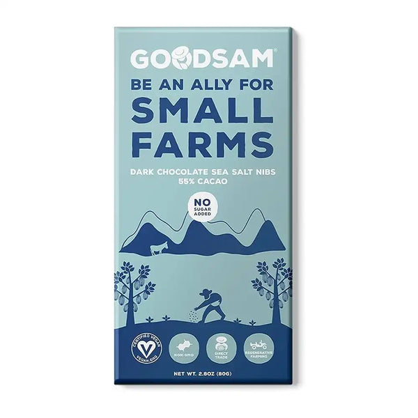 GoodSAM 55% Dark Chocolate Bars dark chocolate sea salt nibs 55% cacao