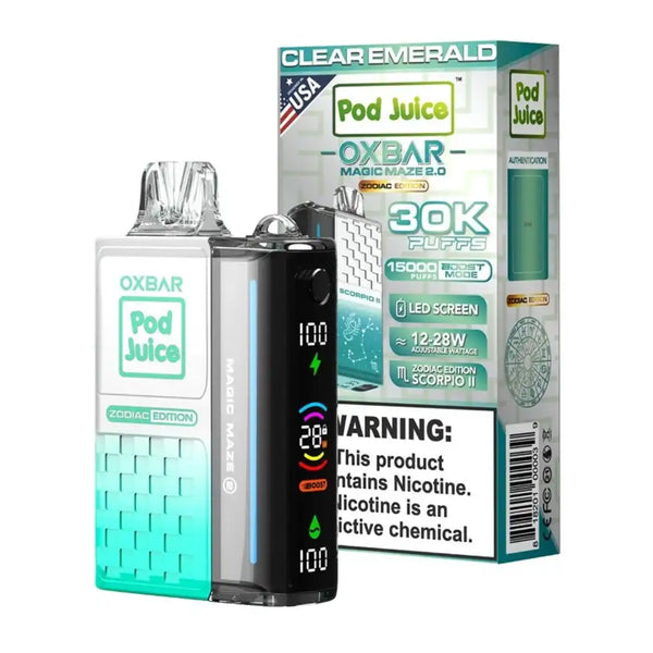 Pod Juice x OXBAR Magic Maze 2.0 | 30,000 Puffs clear emerald