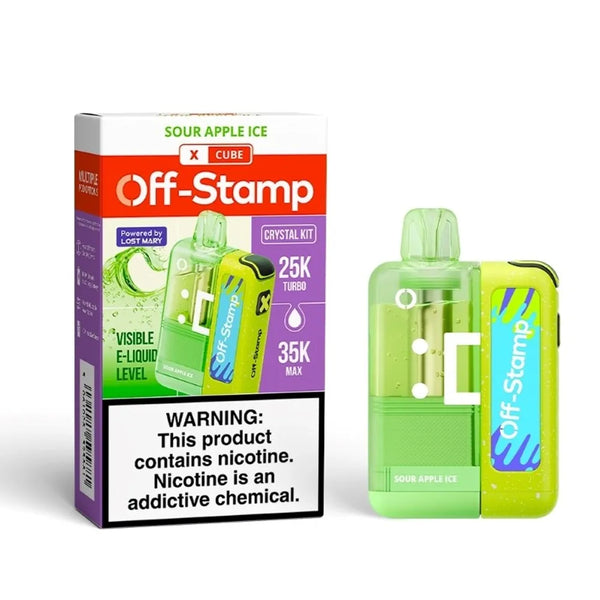Off-Stamp X-CUBE by Lost Mary sour apple ice