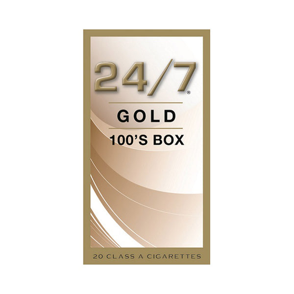24/7 Cigarettes, Gold 100's Box. 