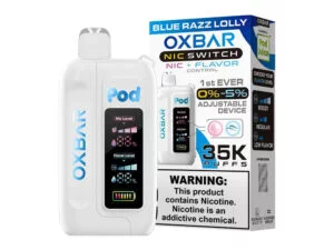 OXBAR x Pod Juice NIC SWITCH 35K Disposable  blue razz lolly